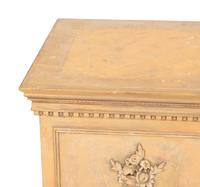 A Pair of Cast Terra Cotta Covered Garden Urns on Painted Wood Pedestals