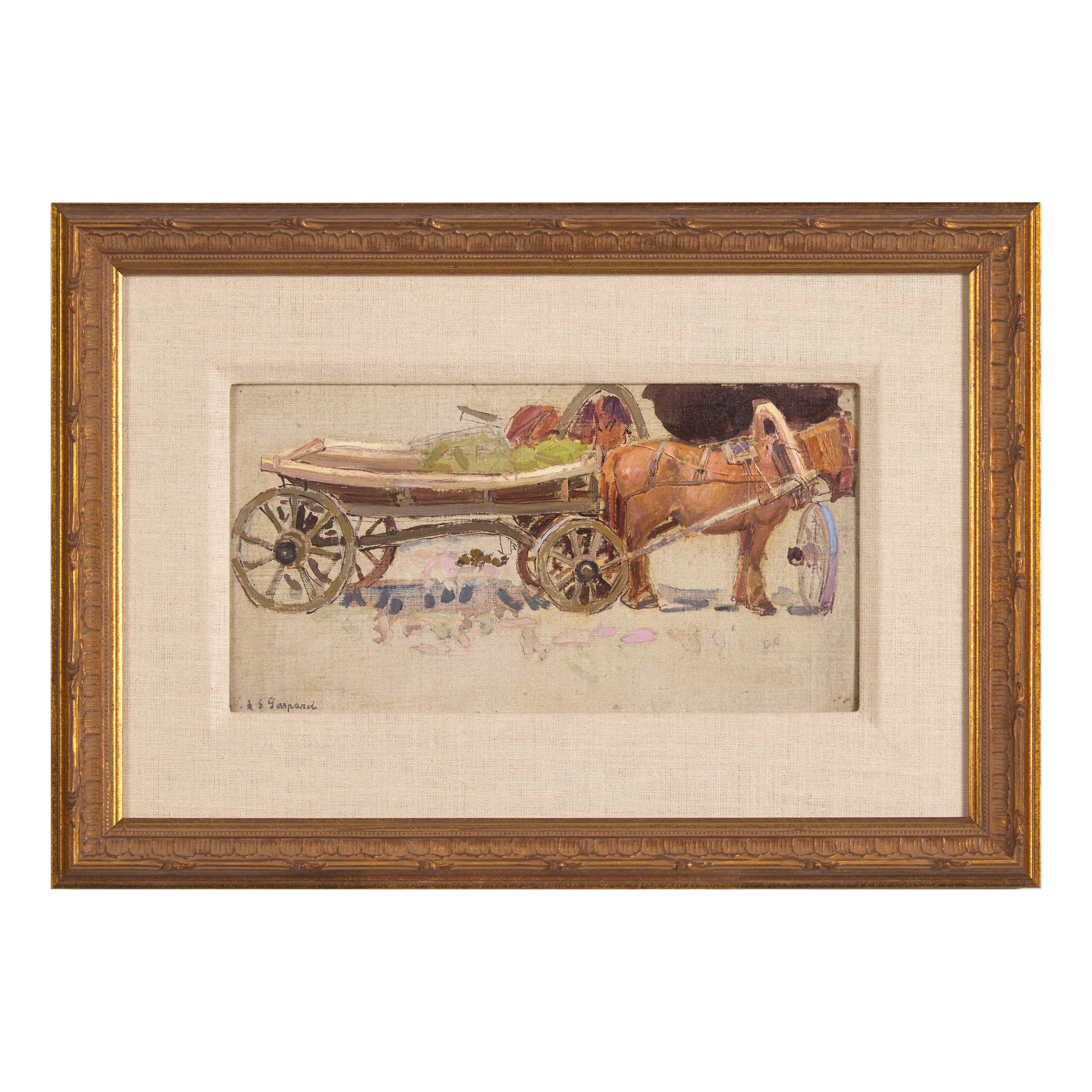 Leon Schulman Gaspard (American/Russian, 1882-1964) — Horse and Wagon with Yoke - Russia