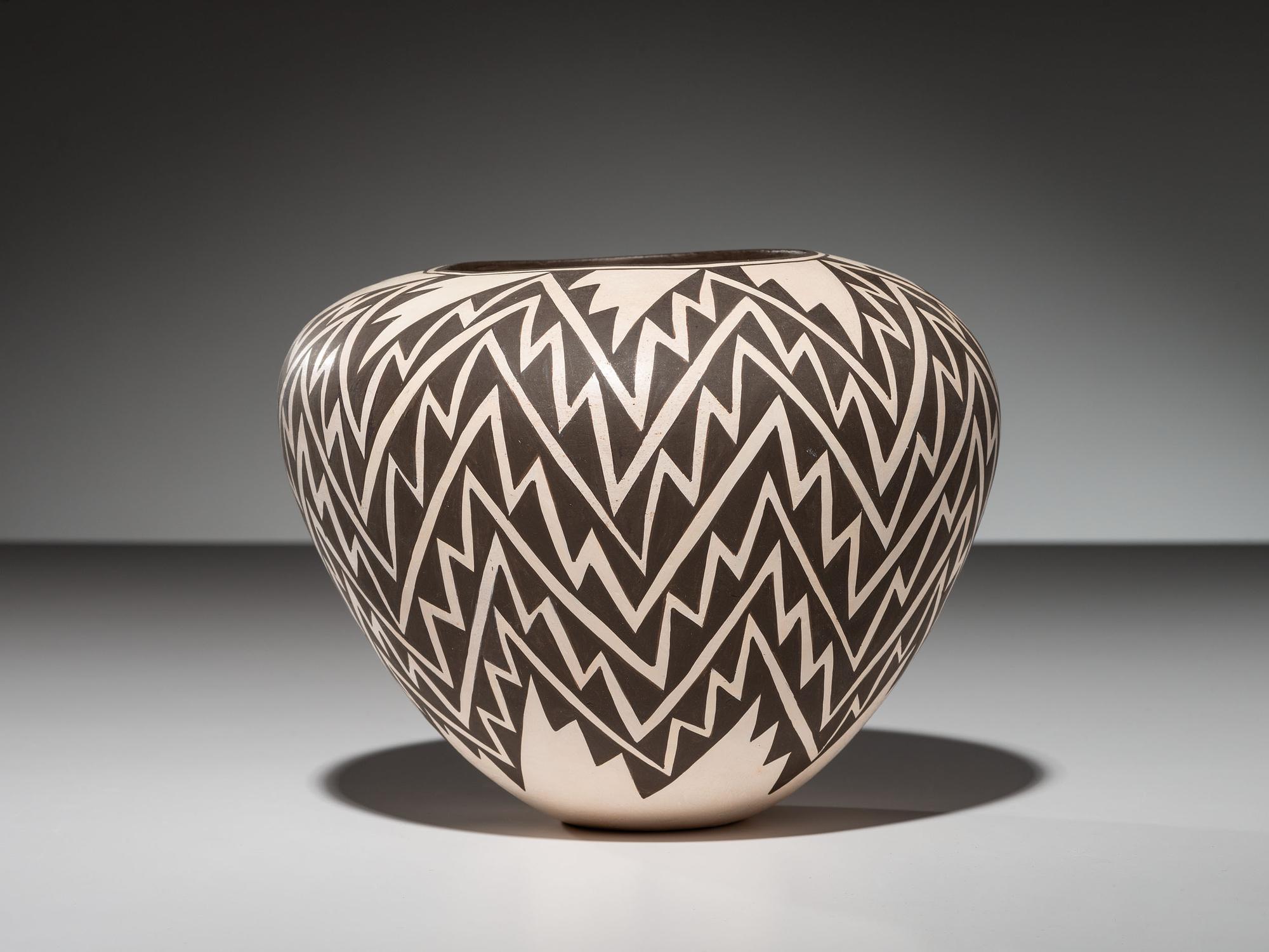 Black-on-White Pottery Jar