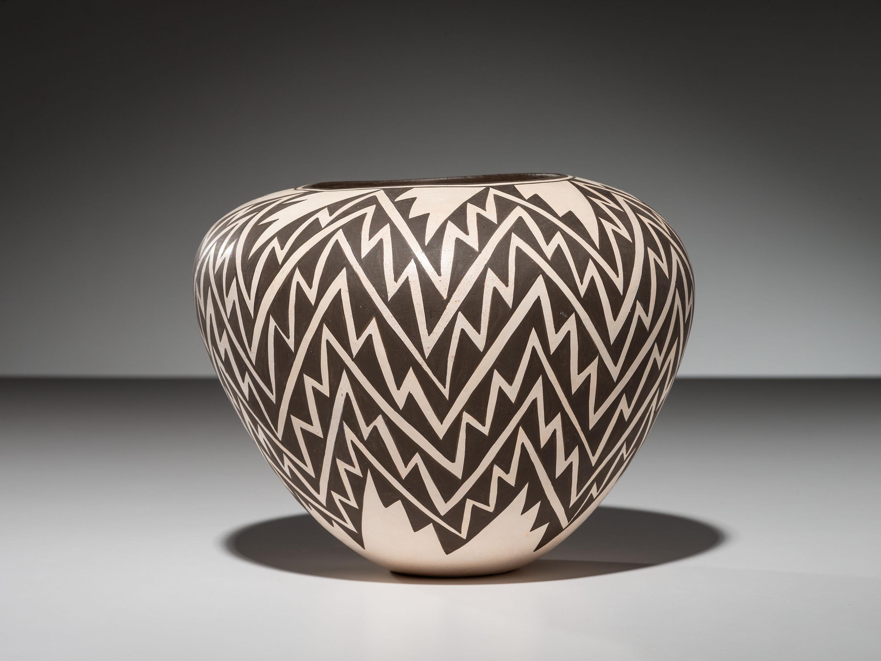 Black-on-White Pottery Jar