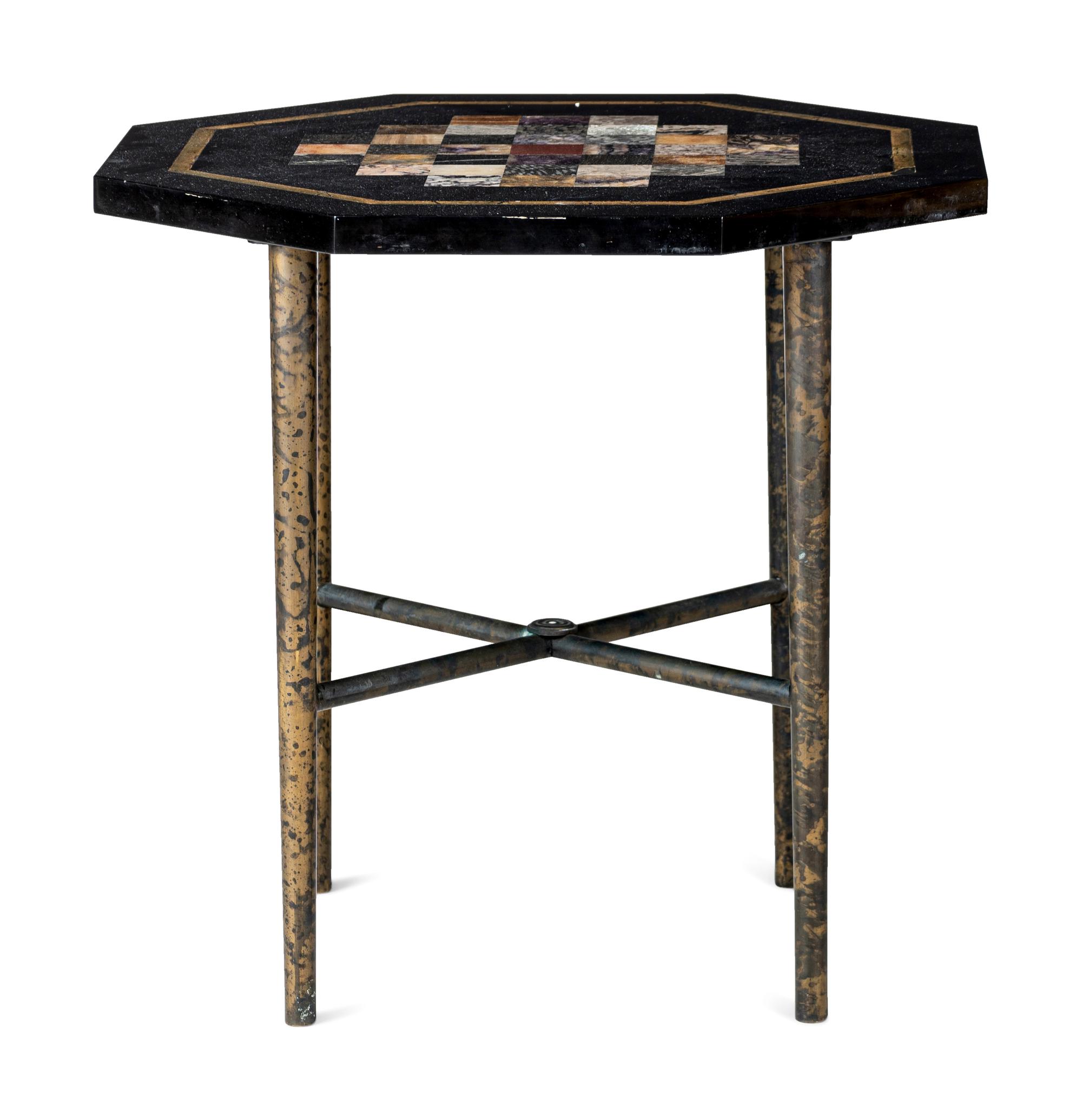 An English Specimen Marble and 'Blue John'-Inset Side Table