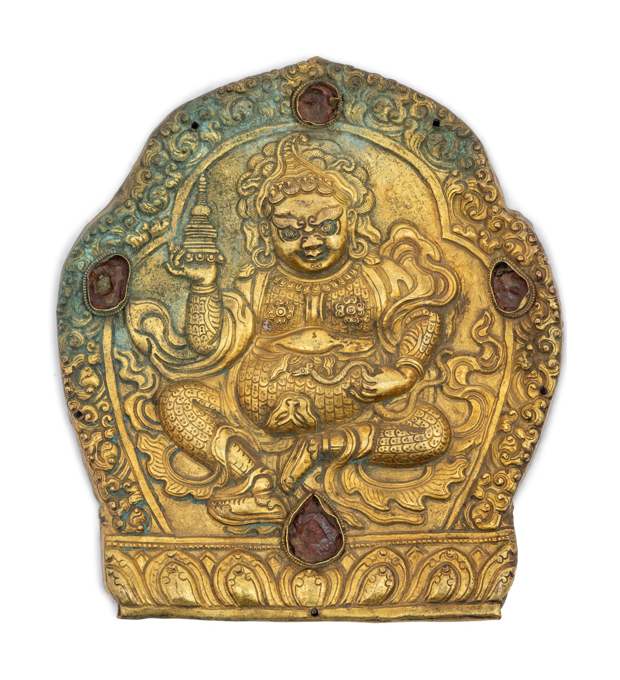 Four Tibetan Gilt Bronze Panels