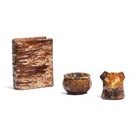Two Rockingham Glazed Earthenware Items and a Glazed Pottery Dog-Form Bank
