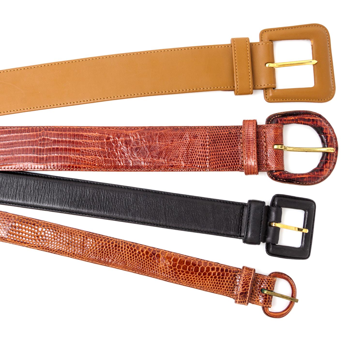 A Collection of Four Leather Belts,