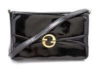 A Gucci Black Vinyl Convertible Bag, 11 1/2 x 10 1/2 x 5 inches.