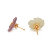 CARVED SAPPHIRE AND DIAMOND FLOWER EARRINGS