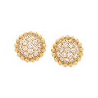 VAN CLEEF & ARPELS, DIAMOND AND YELLOW GOLD 'PERLÉE' STUD EARRINGS