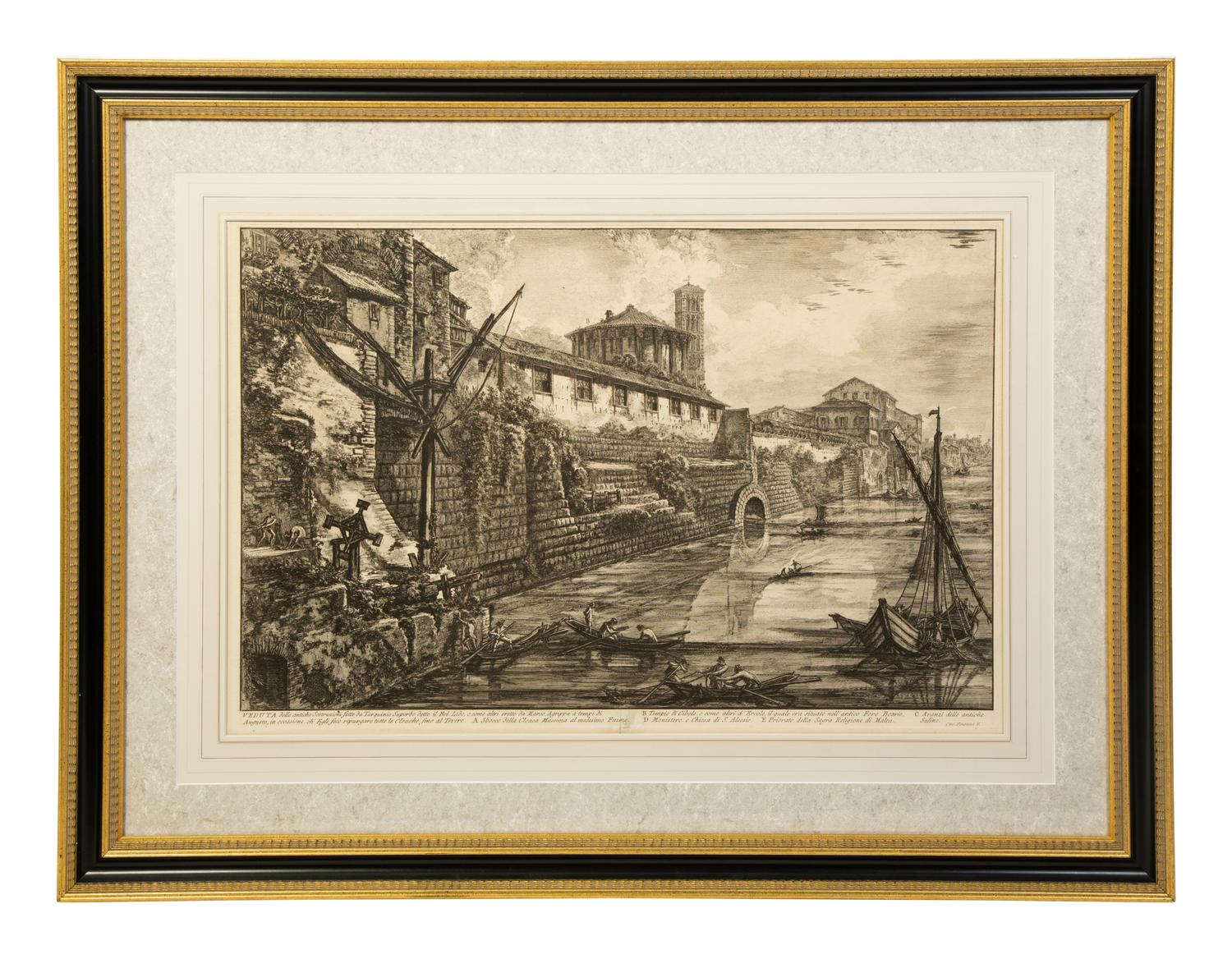 Two Etchings by Giovanni Battista Piranesi (Italian, 1720-1778), View along the Via del Corso of the Palazzo dell'Accademia