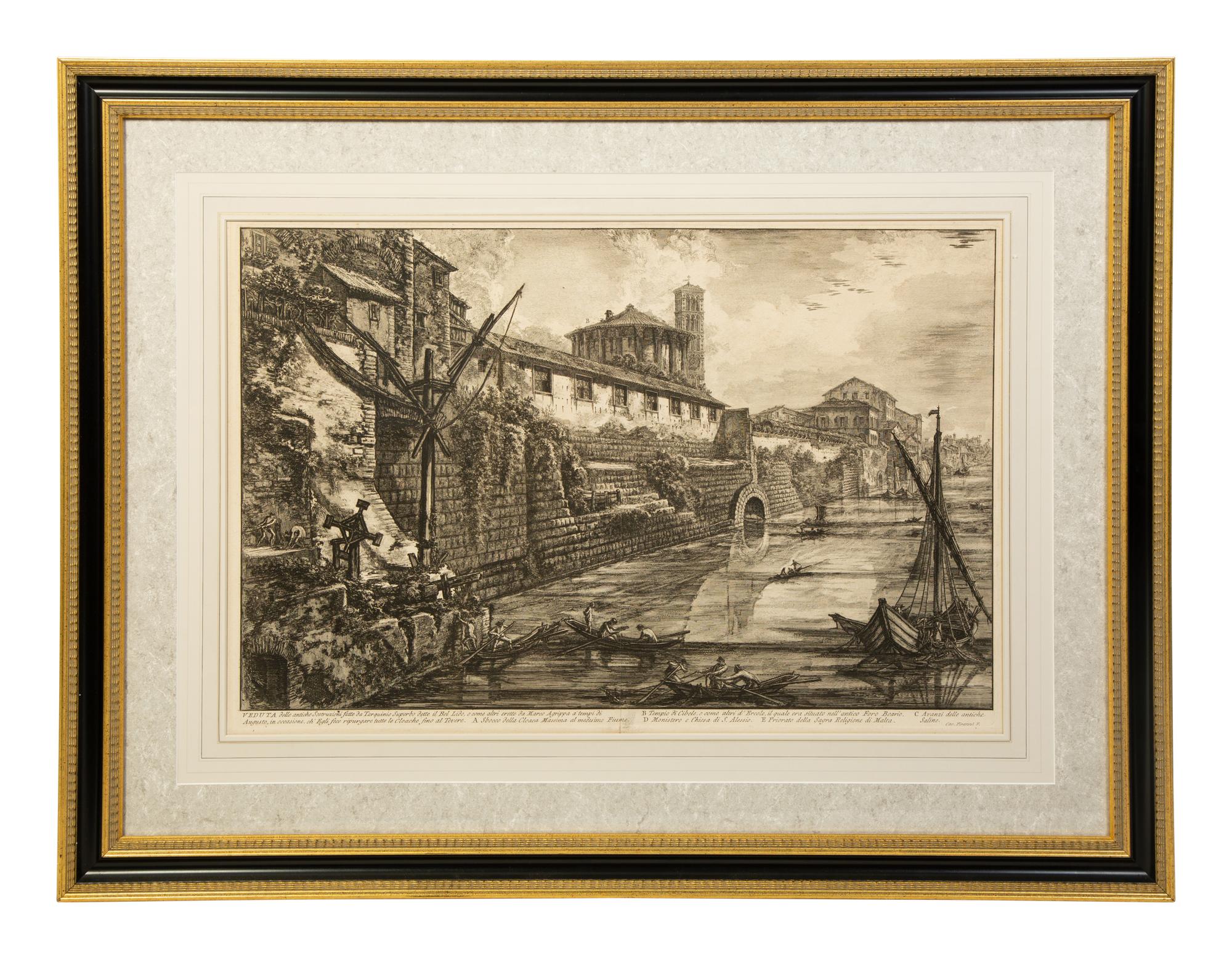 Two Etchings by Giovanni Battista Piranesi (Italian, 1720-1778), View along the Via del Corso of the Palazzo dell'Accademia