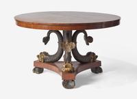 A Regency Parcel Gilt and Figured Mahogany Breakfast Table