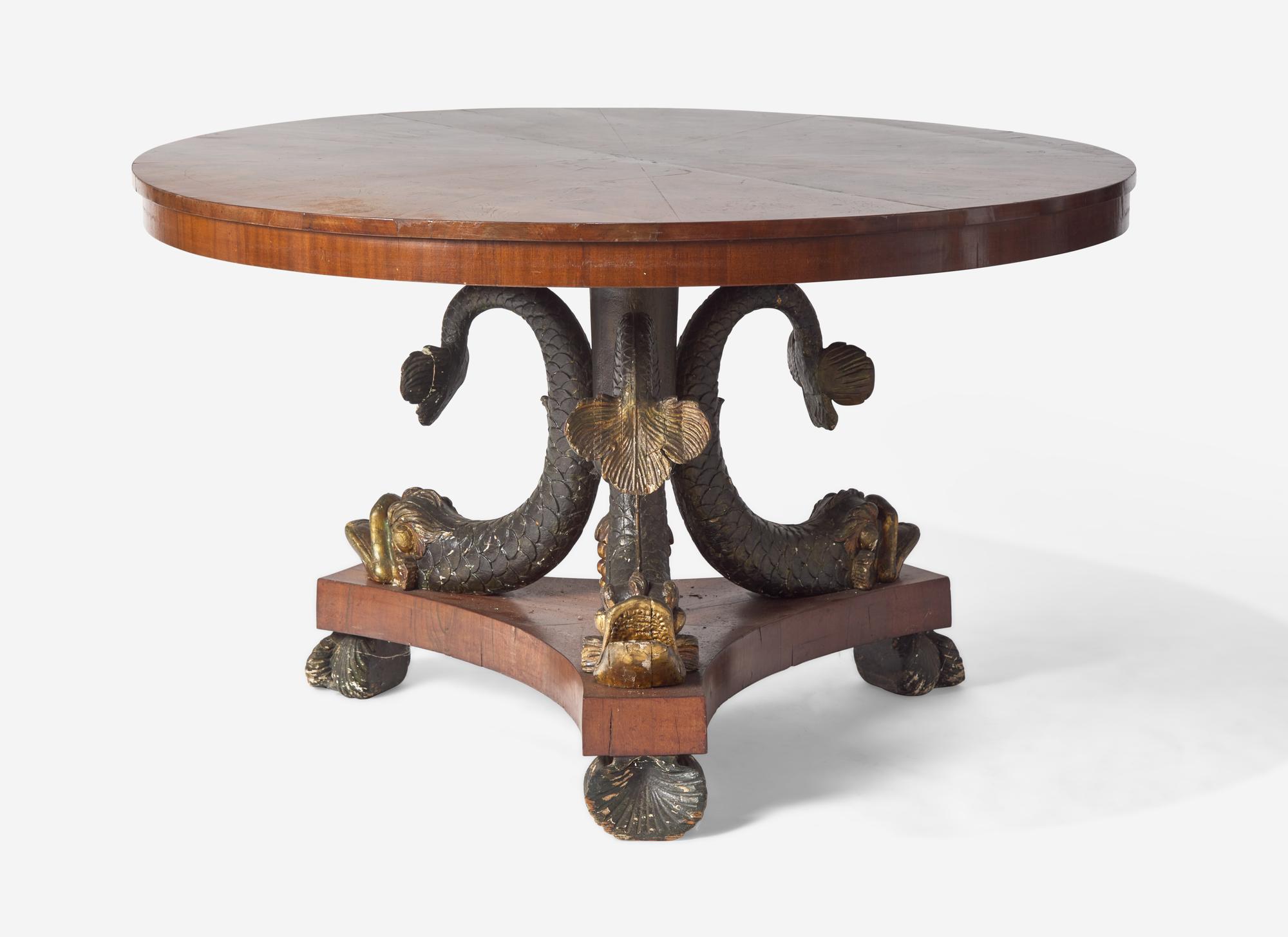 A Regency Parcel Gilt and Figured Mahogany Breakfast Table