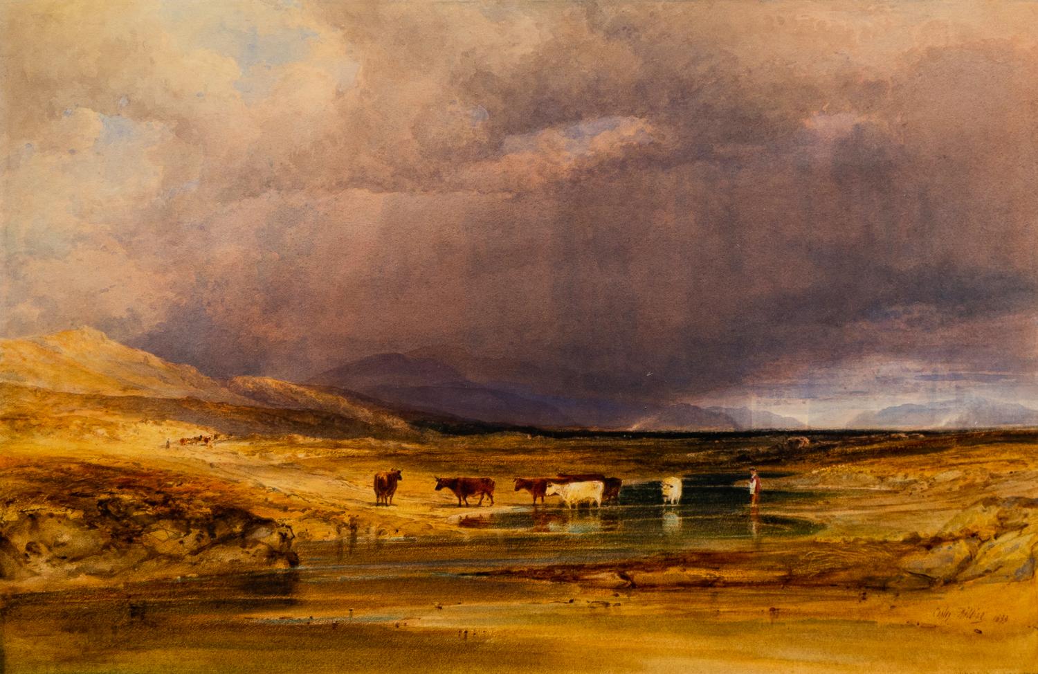 Cattle by a Lake in a Stormy Highland Landscape , 1833