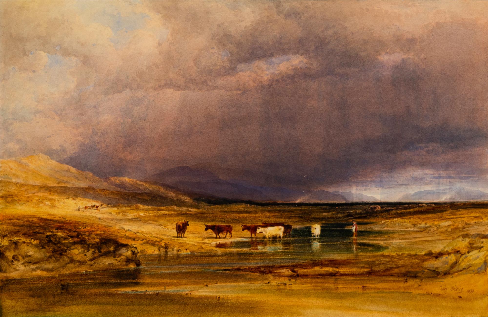 Cattle by a Lake in a Stormy Highland Landscape , 1833