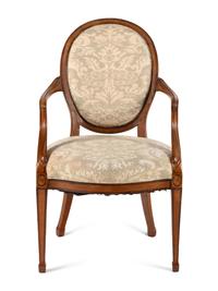 A George III Satinwood and Marquetry Open Armchair