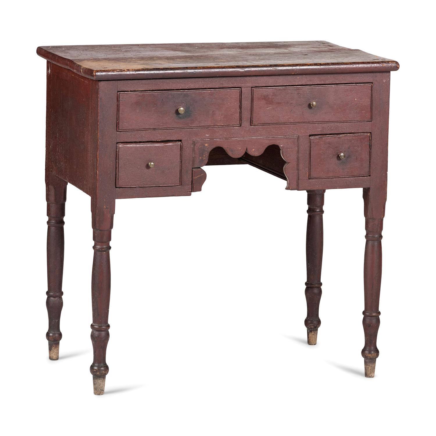 A Federal Red-Painted Walnut Dressing Table