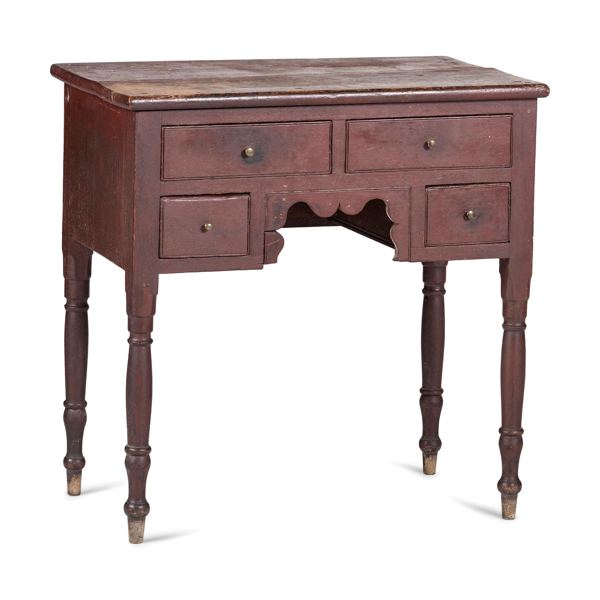 A Federal Red-Painted Walnut Dressing Table