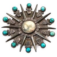 Mexican Sterling Silver and Turquoise Pin / Pendant