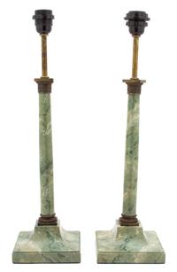 A Pair of Neoclassical Style Faux Painted Table Lamps Height 25 1/2 inches. — 20TH CENTURY