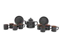 17 Chinese Glazed Yixing Zisha Pottery Tea Set