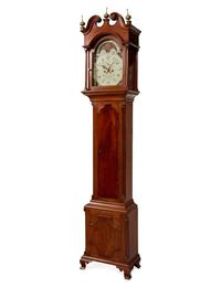 A Federal Carved Walnut Tall Case Clock