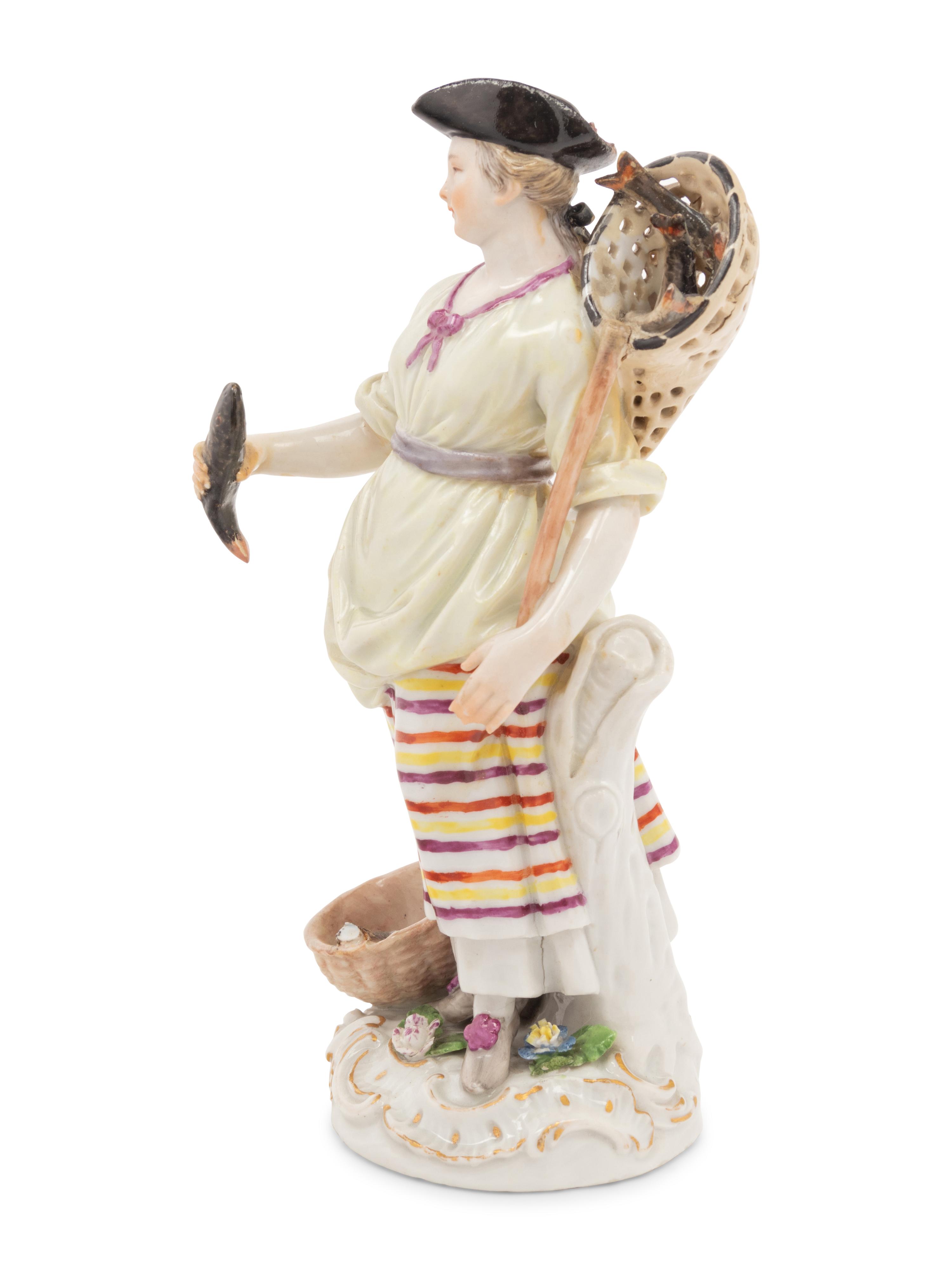 A Meissen Porcelain Figure of a Fisherwoman