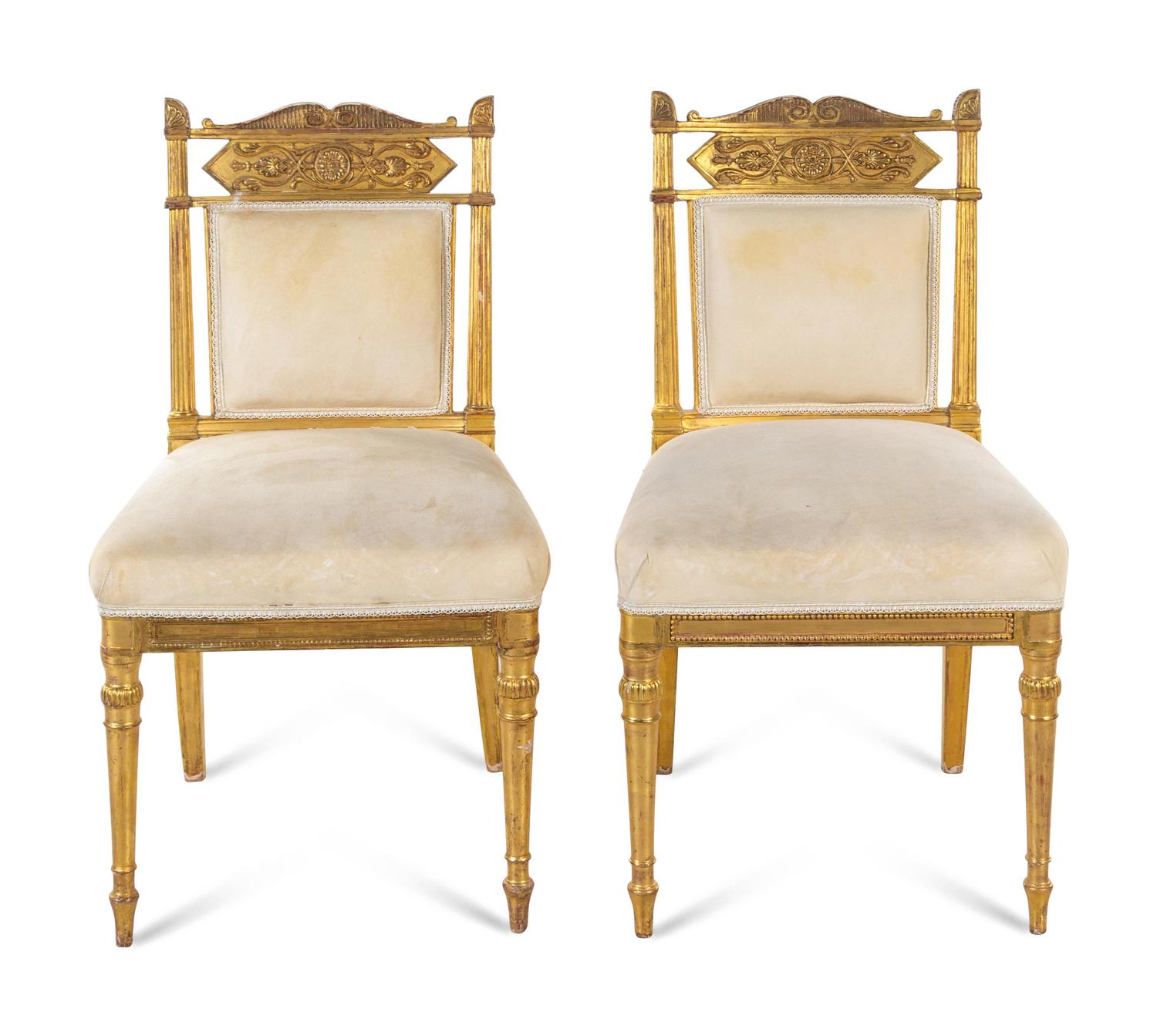 A Pair of Charles X Giltwood Side Chairs