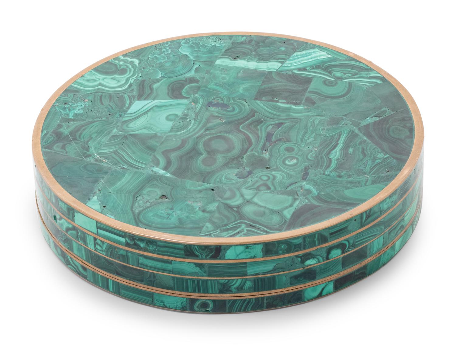 A Malachite Mounted Bronze Game Box