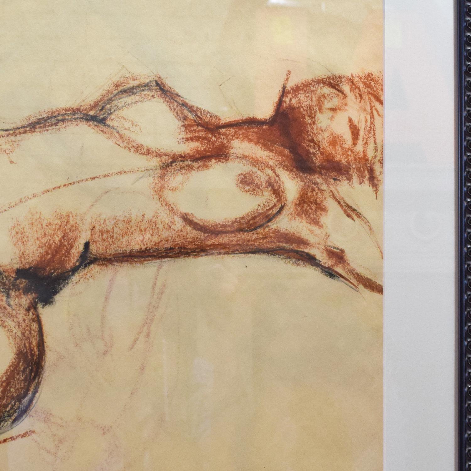A Framed Pastel Figural Drawing 26.25" W x .5" D x 31.25" H — United States, 20th Century