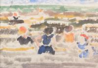 Hans Keller, (Swiss, 19th/20th Century), Bathers on Beach, 1911