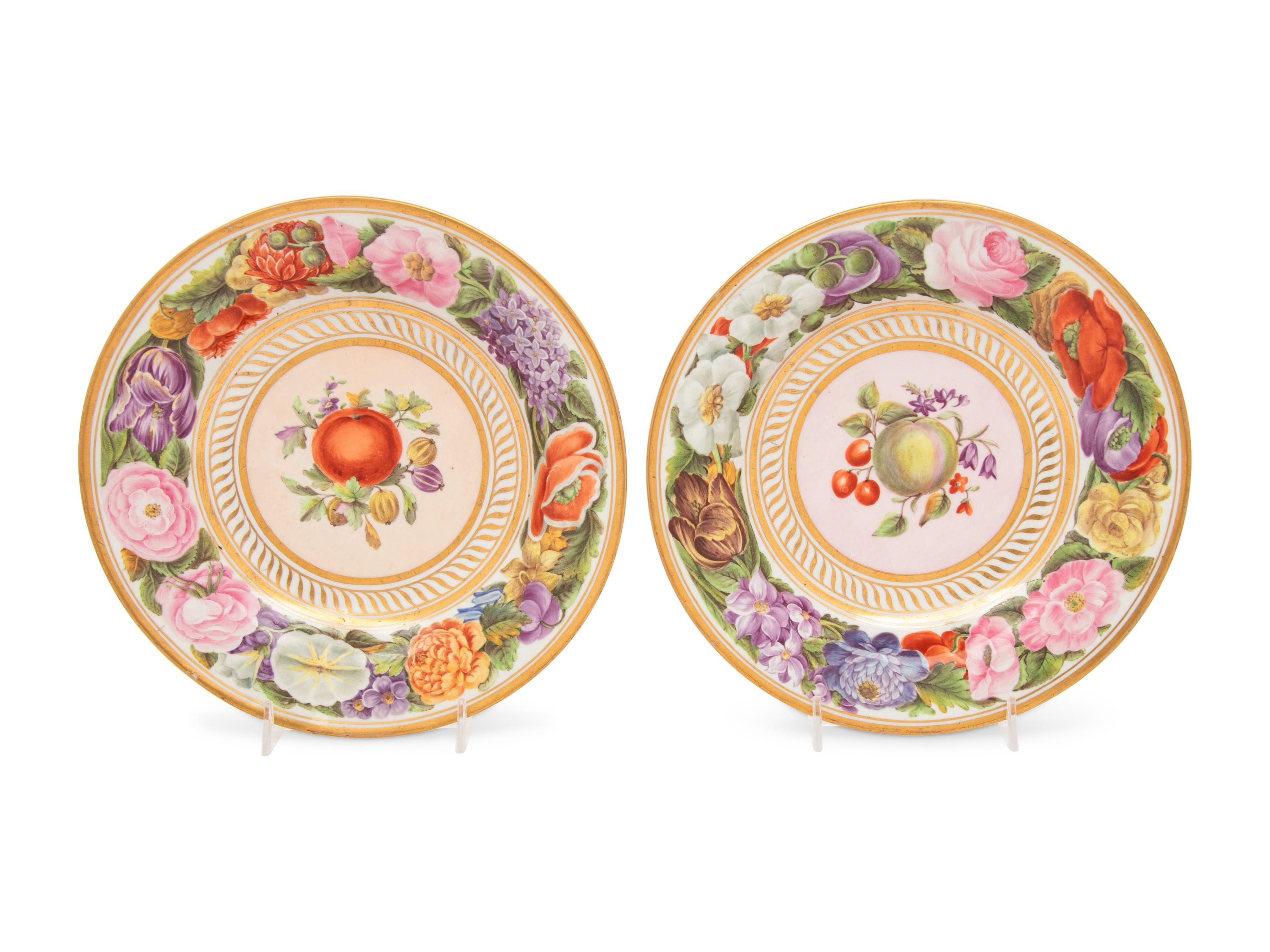 A Pair of English Porcelain Dessert Plates