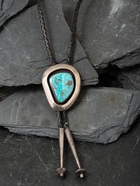 Silver and Morenci Turquoise Shadow Box Bolo Tie