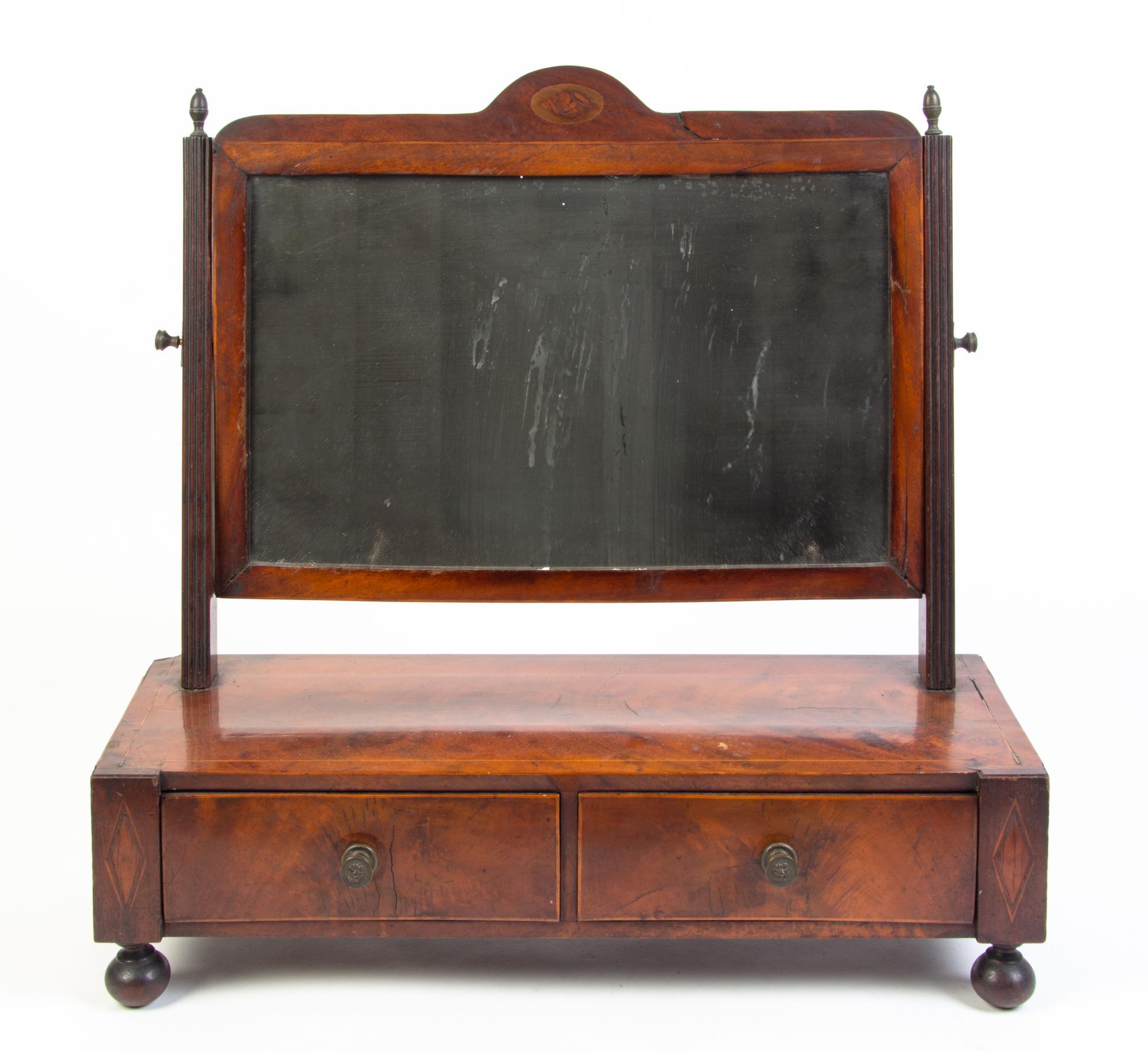 A Sheraton Style Mahogany Dressing Mirror Height 21 inches. — 19TH CENTURY