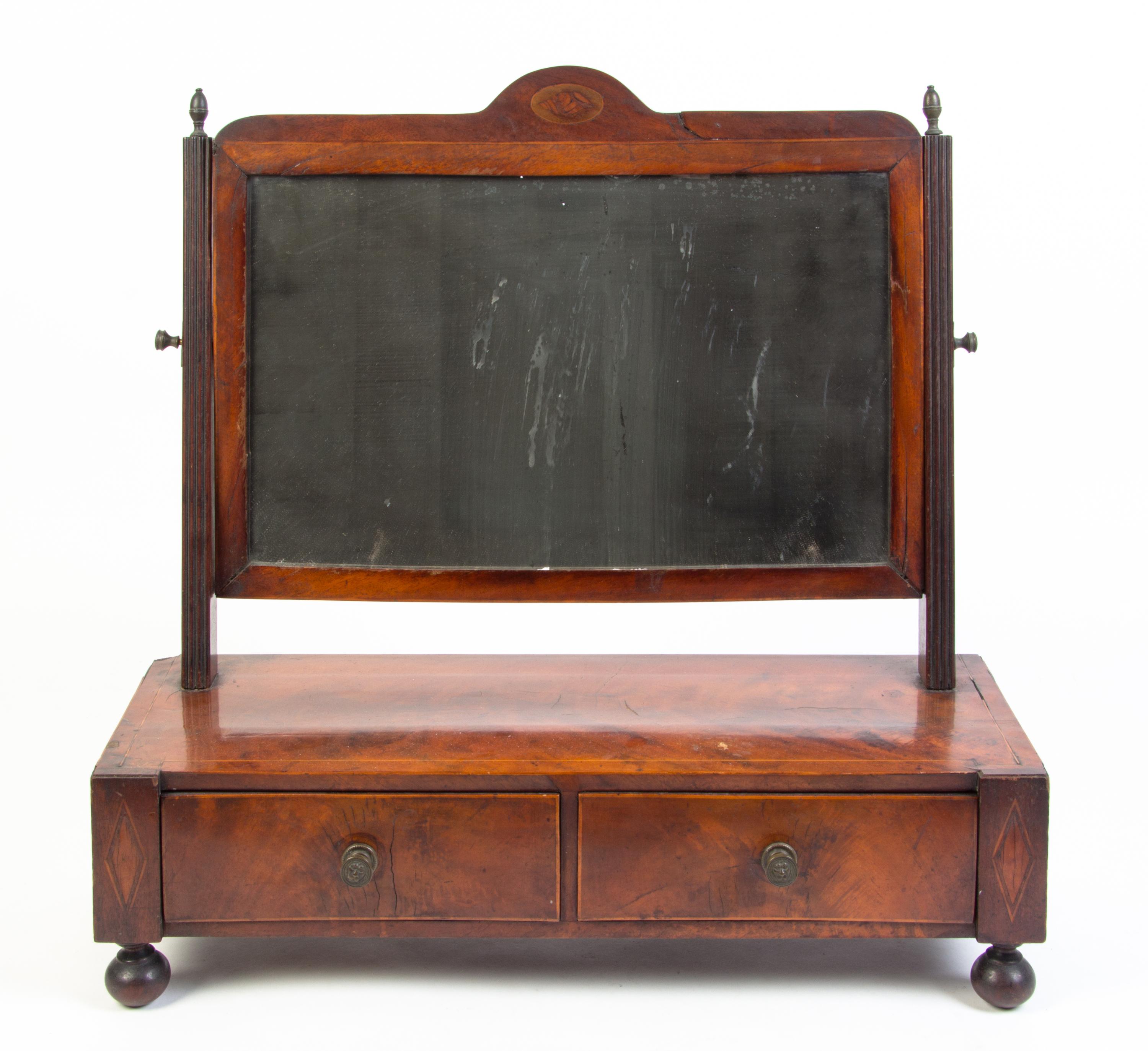 A Sheraton Style Mahogany Dressing Mirror Height 21 inches. — 19TH CENTURY