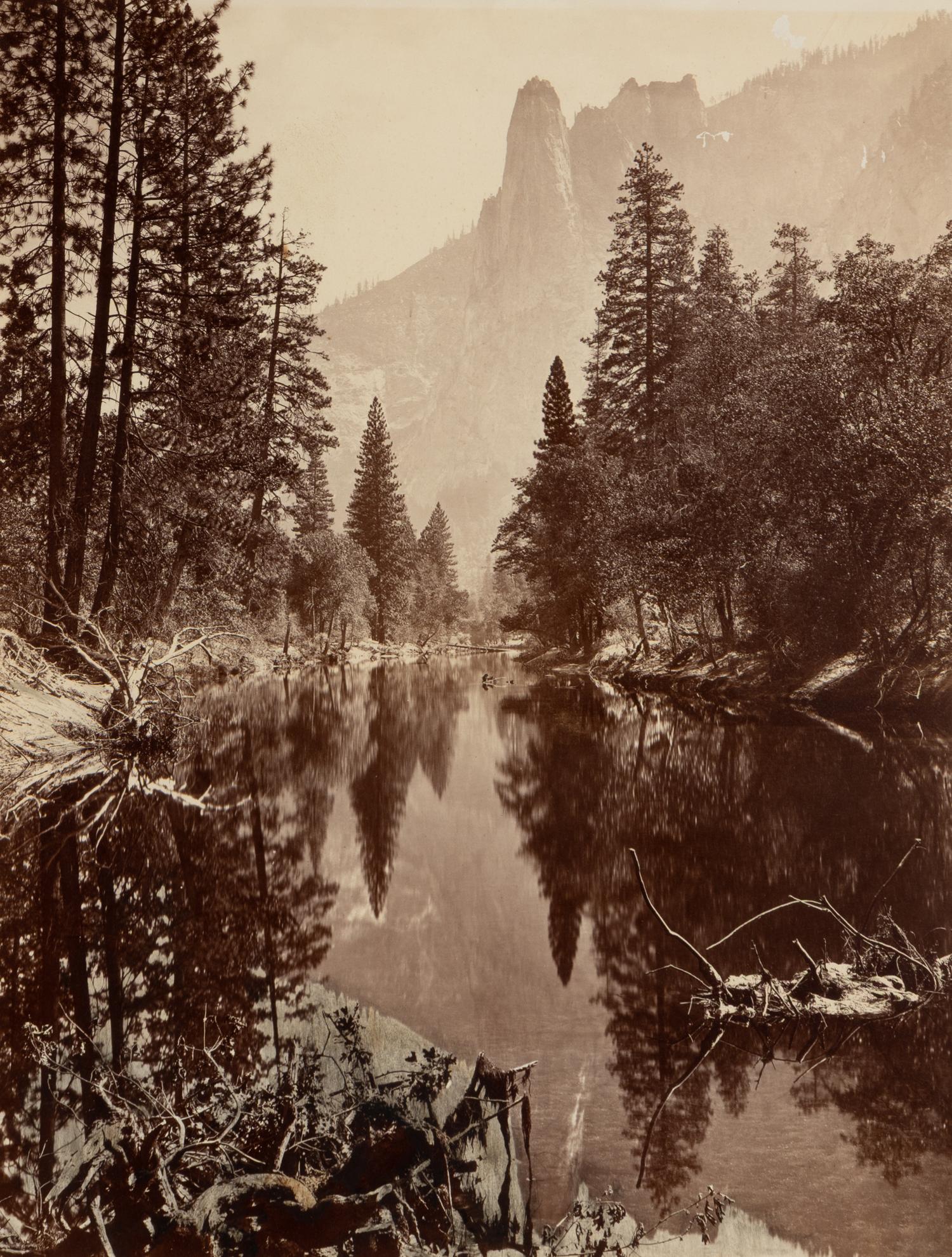 [Attributed to] Watkins, Carleton E. (1829-1916). Mirror View of Sentinel Rock . Ca 1872.