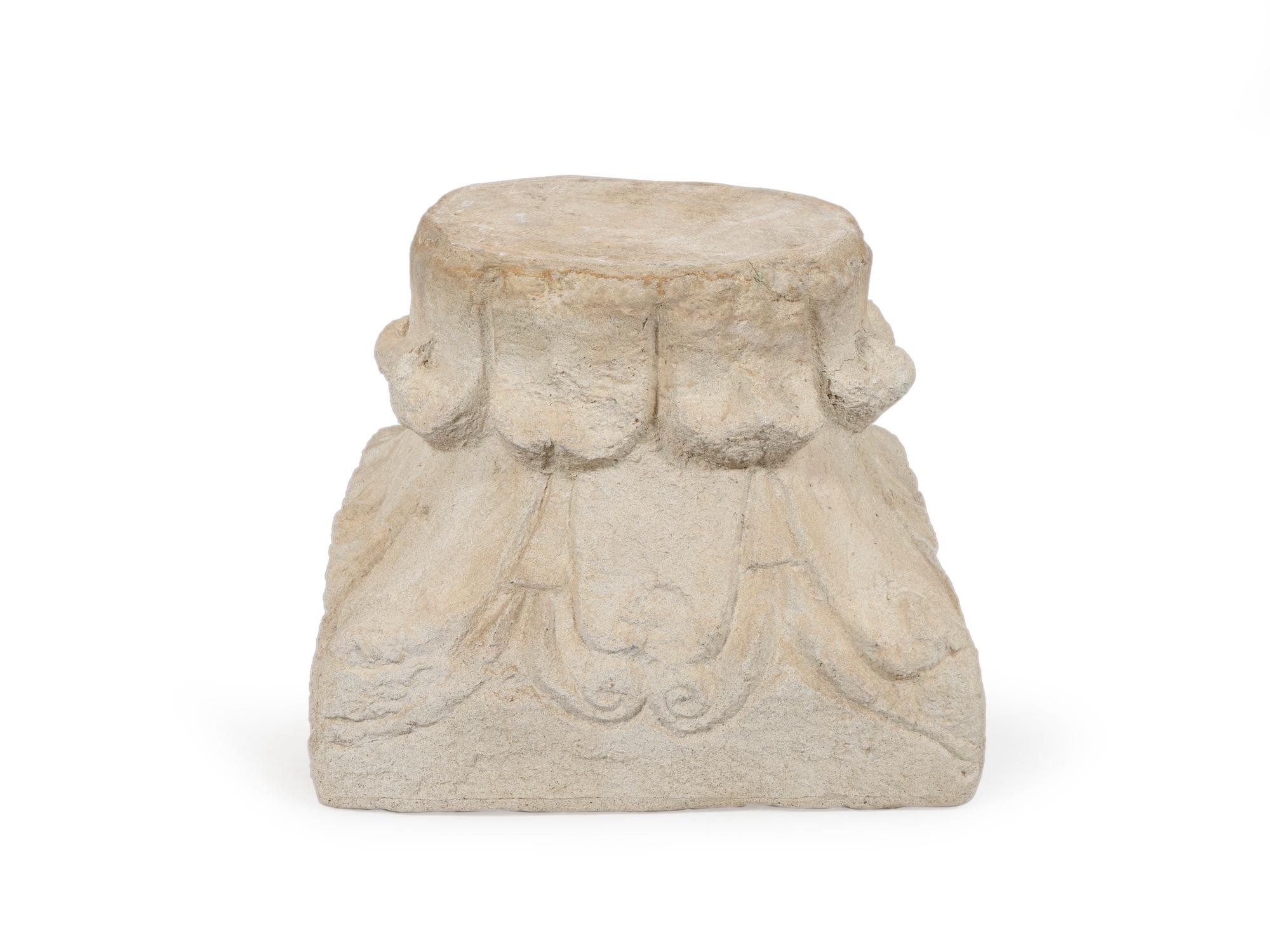 A Carved Stone Capital Pedestal — 20TH CENTURY