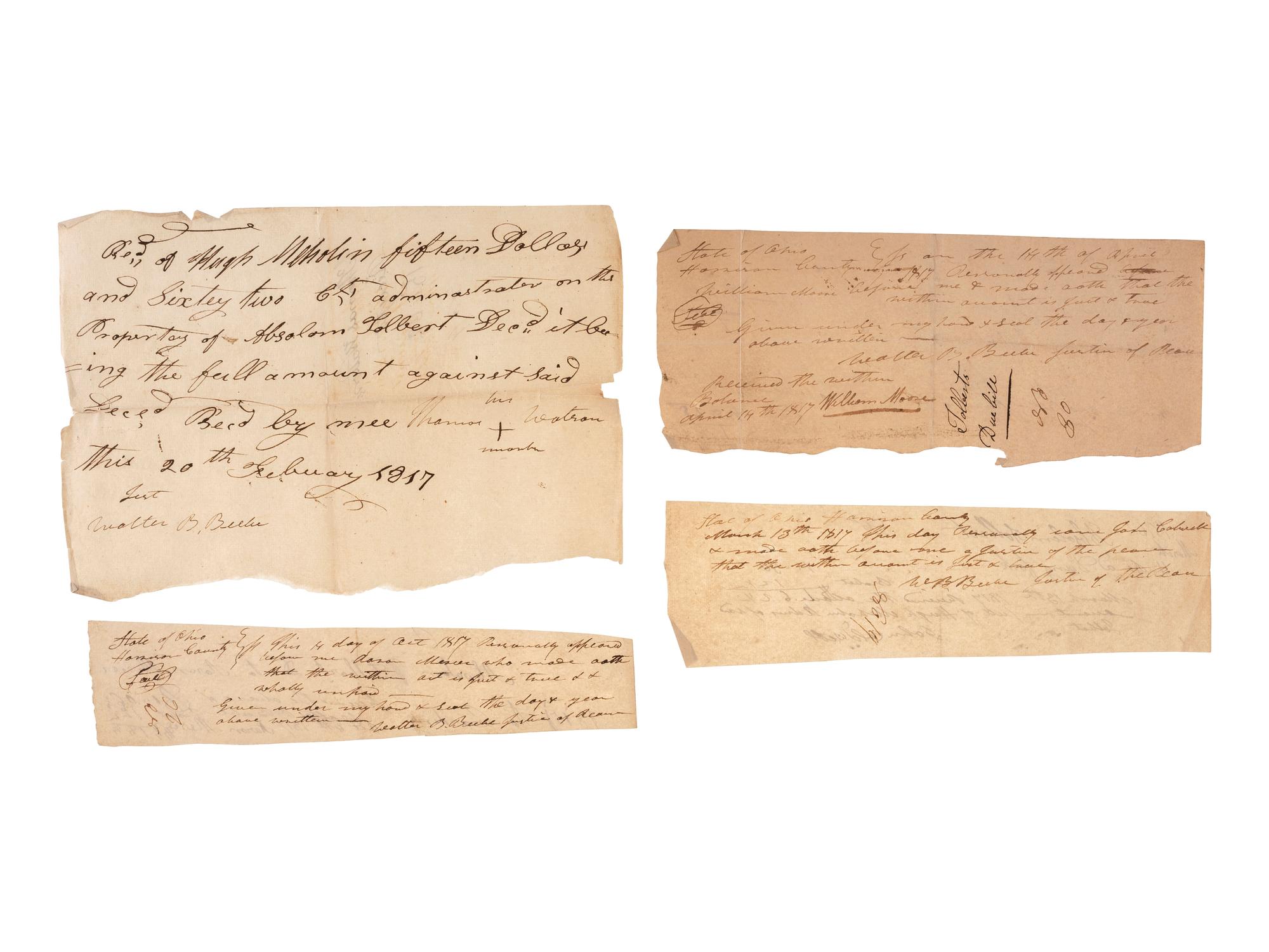 [WAR OF 1812]. A group of signatures from veterans of the War of 1812, including: