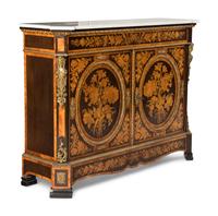 A Napoleon III Gilt Bronze Mounted Marquetry Marble-Top Meuble d'Appui