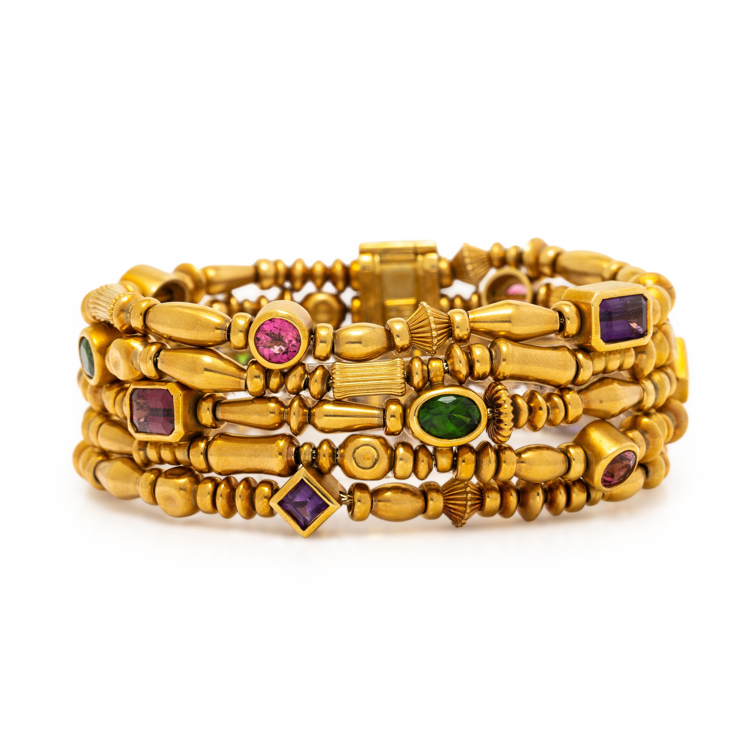 Seidengang, Yellow Gold and Multigem Bracelet
