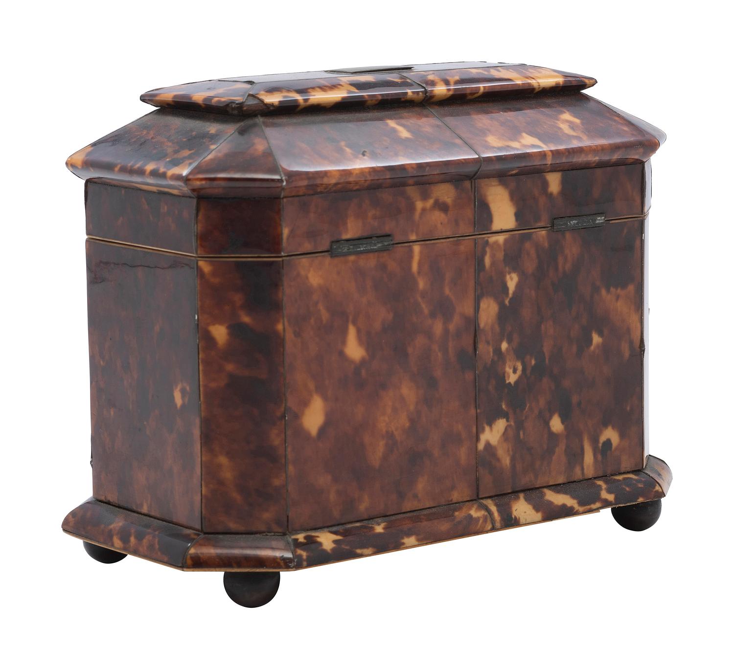 A Georgian Tortoiseshell Tea Caddy