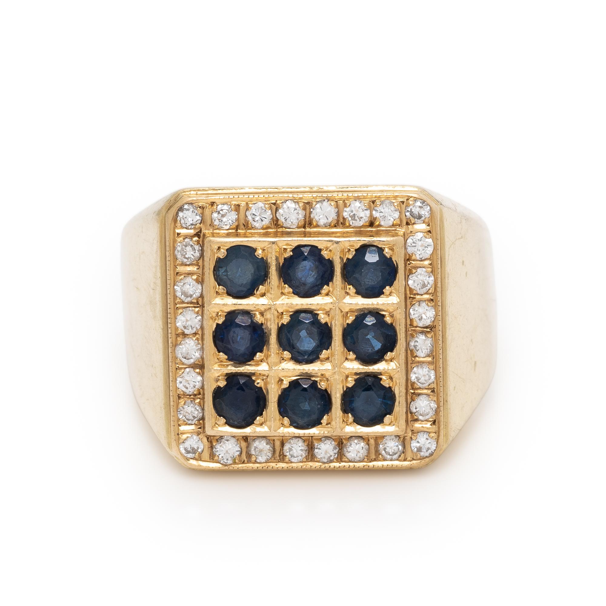 Yellow Gold, Sapphire, and Diamond Ring