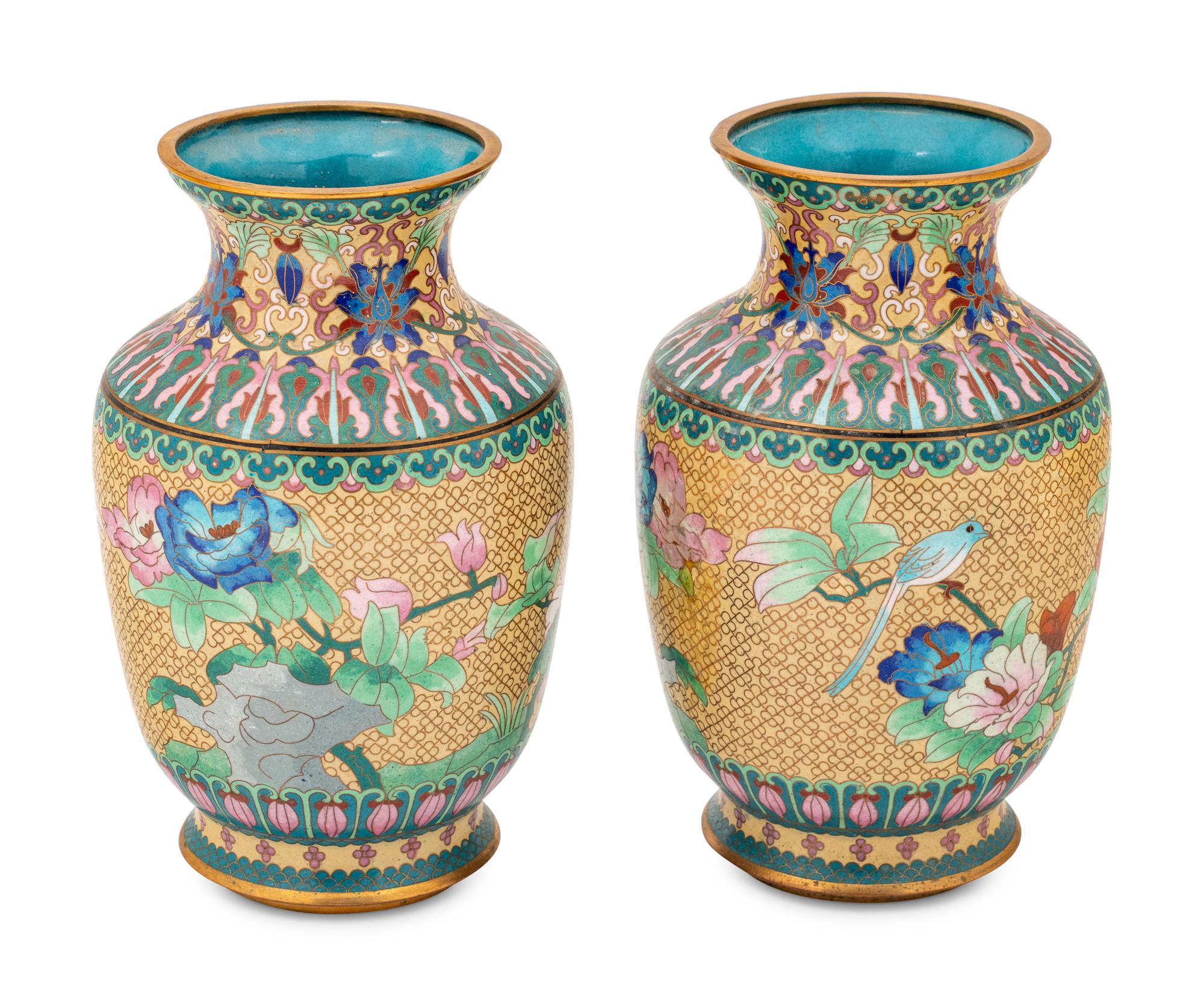 A Pair of Cloisonné Vases