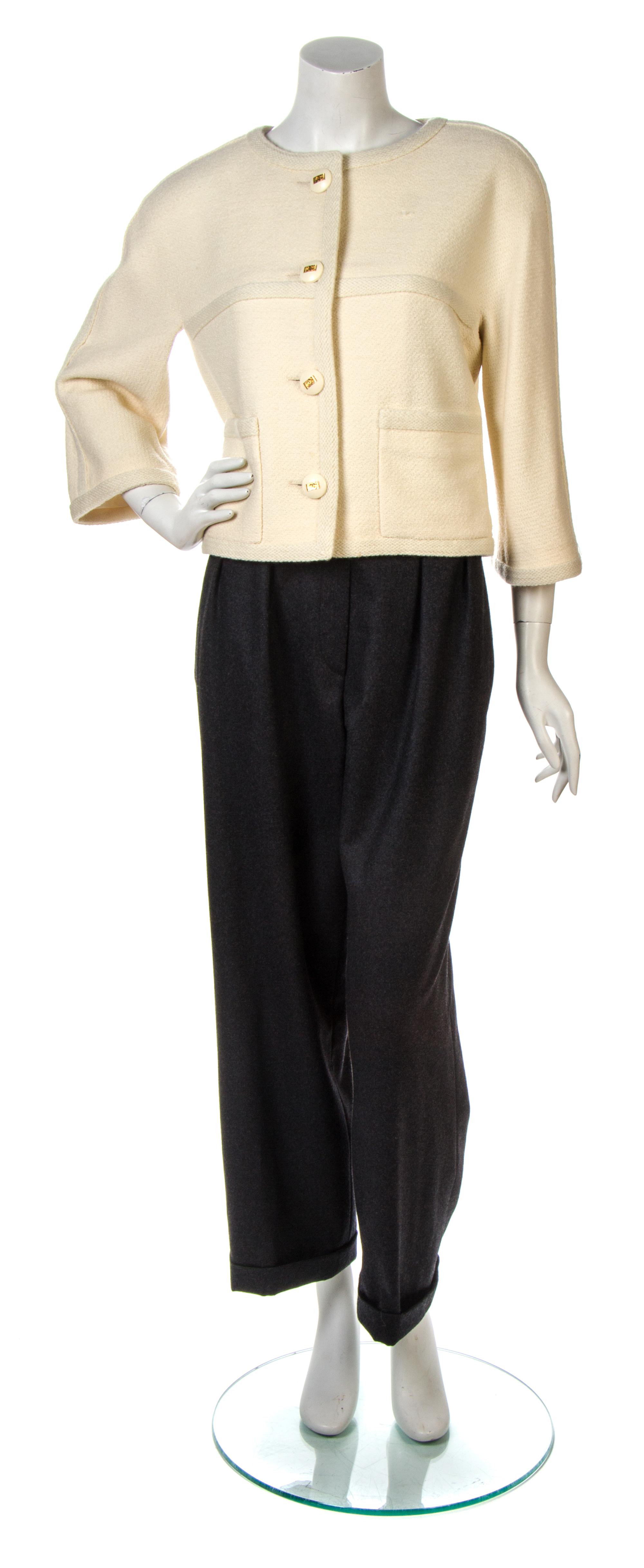 A Chanel Ivory Wool Boucle Boxy Jacket,