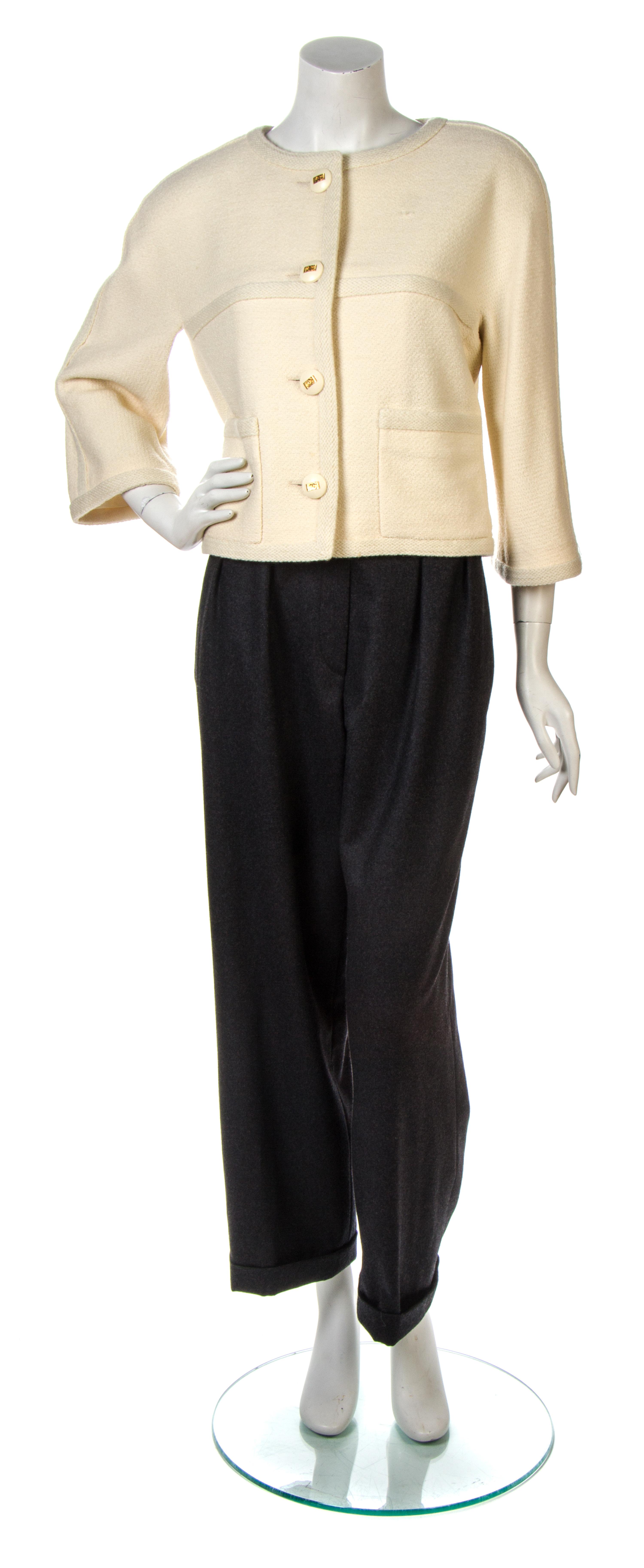 A Chanel Ivory Wool Boucle Boxy Jacket,