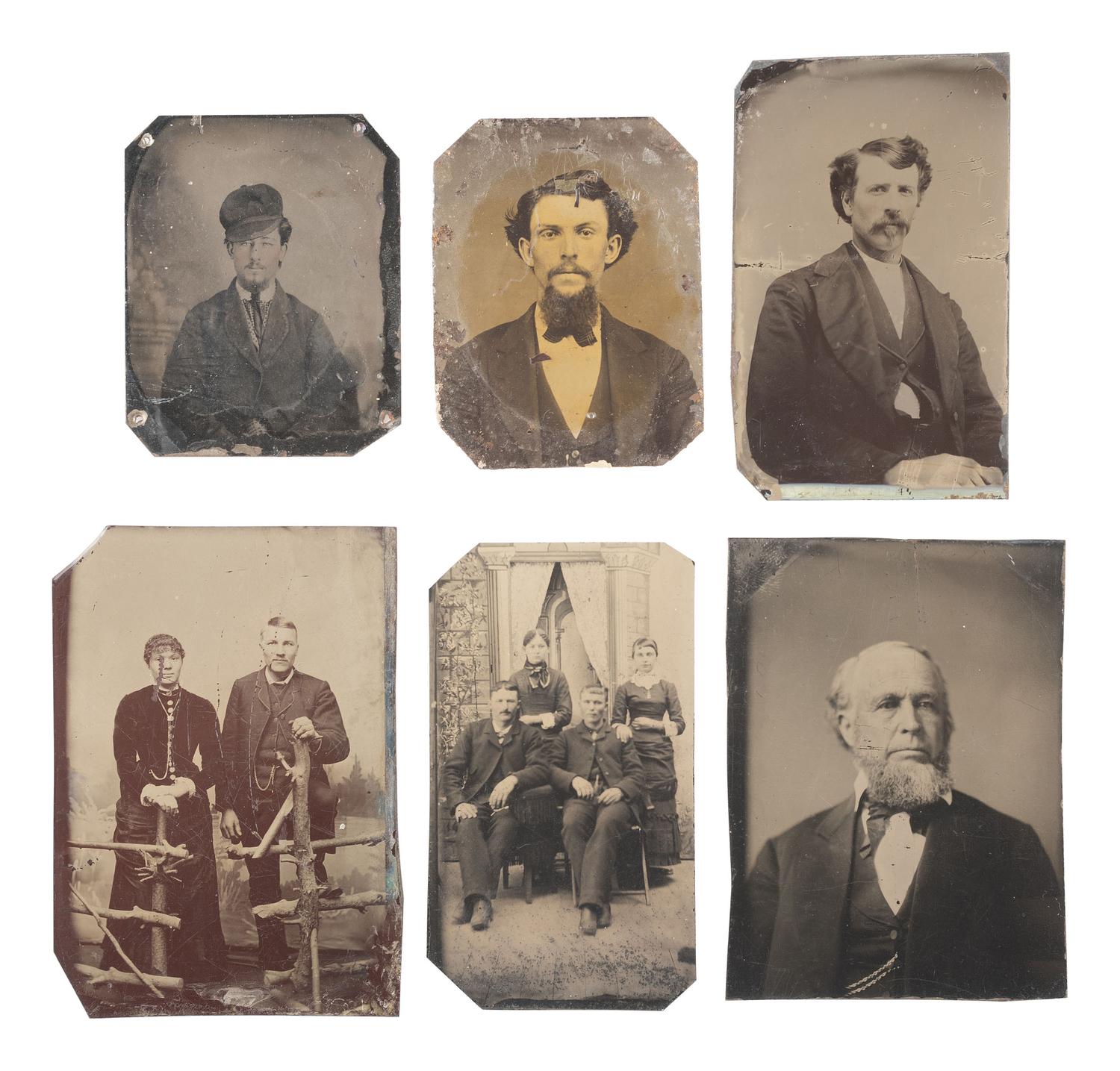 [EARLY PHOTOGRAPHY]. 40+ tintypes of men of varying ages, incl. individual and group portraits.