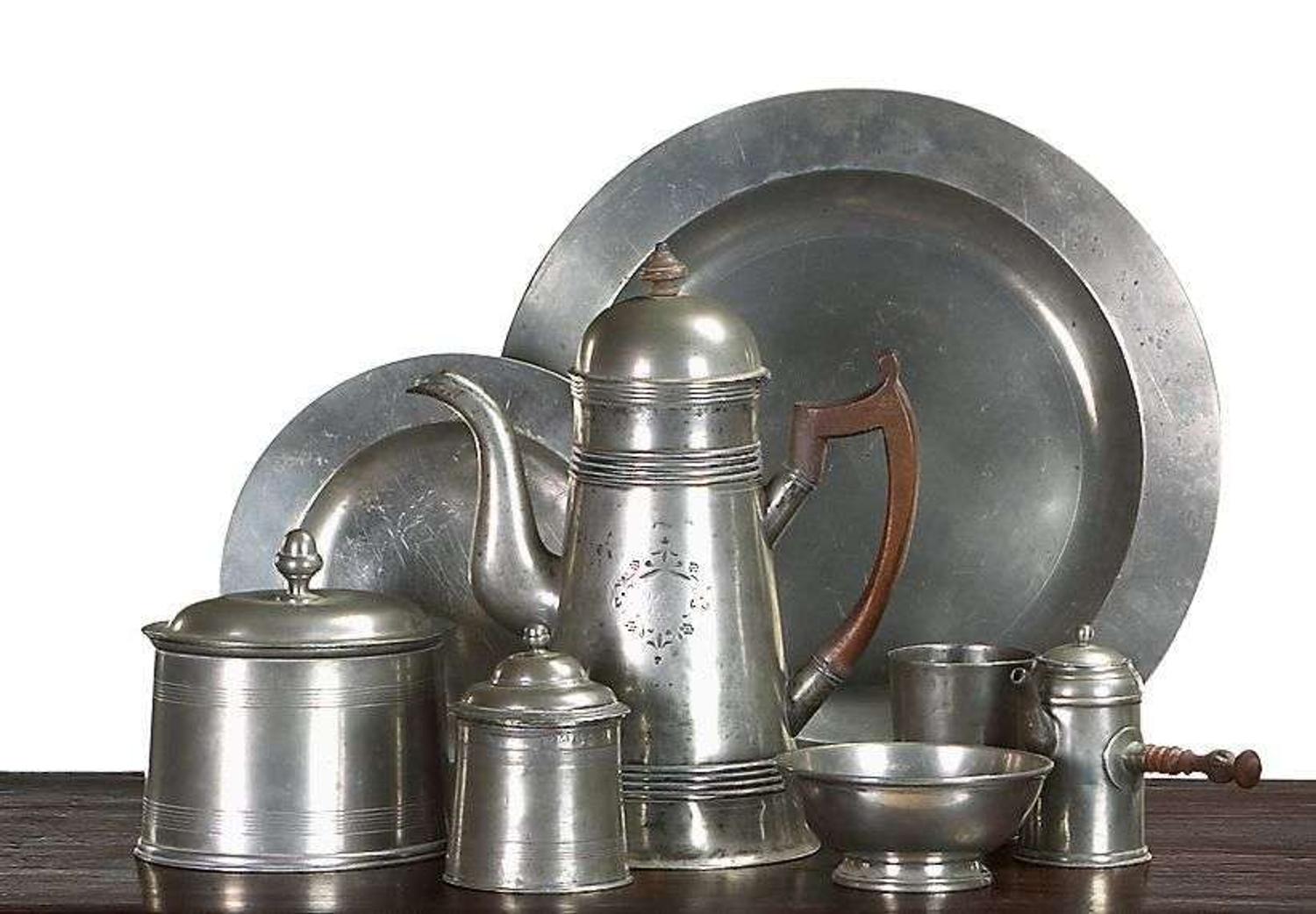 Group of pewter tablewares various makers, american and english, 19th century