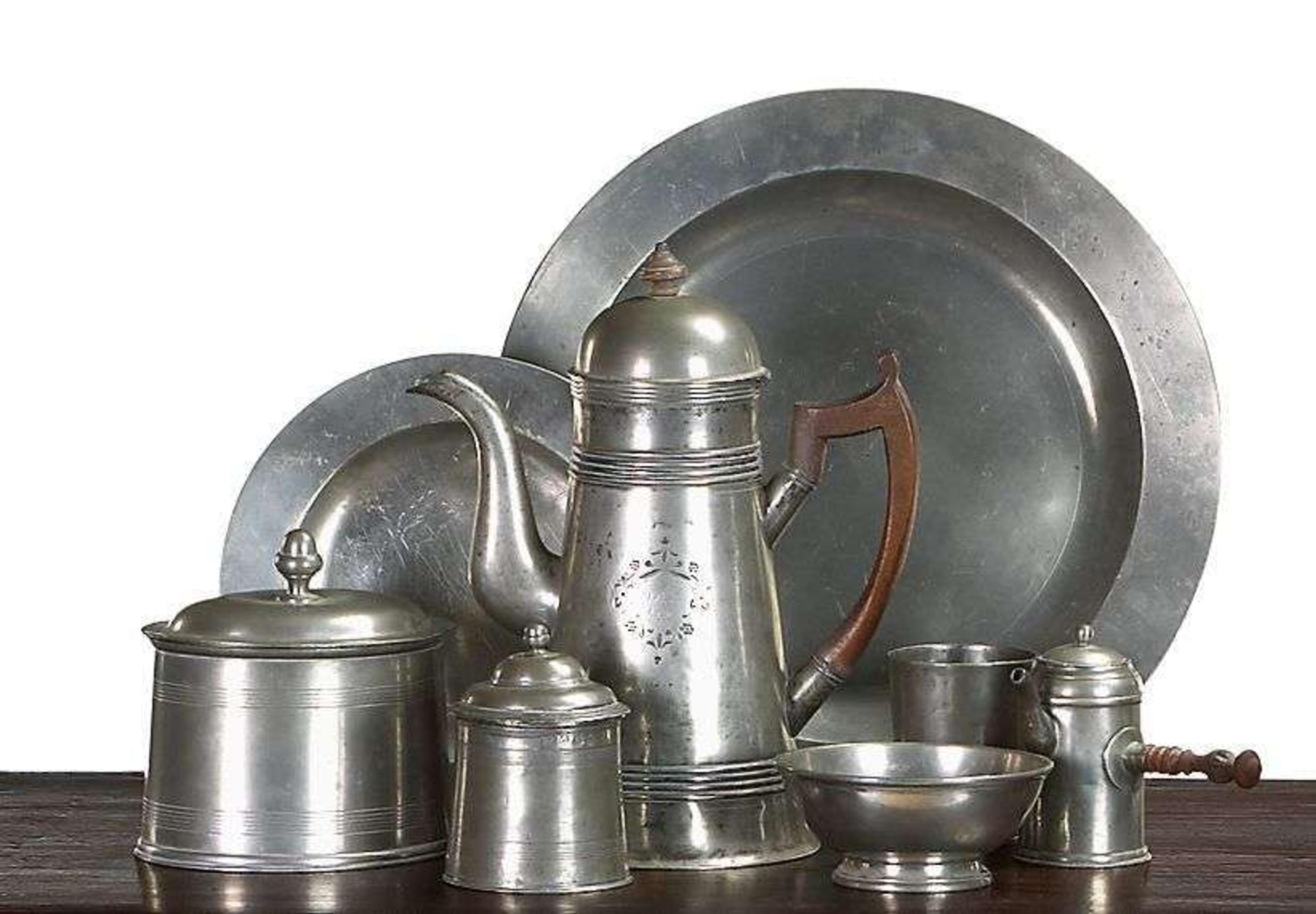Group of pewter tablewares various makers, american and english, 19th century