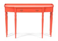 A Louis XVI Style Salmon Lacquer Console Table Height 31 x width 46 x depth 14 inches — 20TH CENTURY