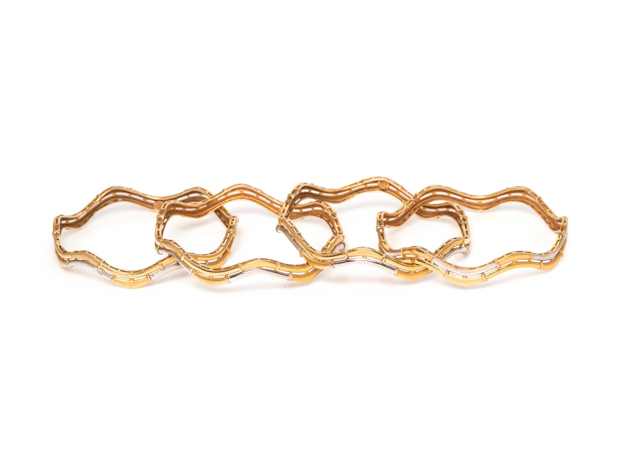 BICOLOR GOLD BANGLE BRACELET SET