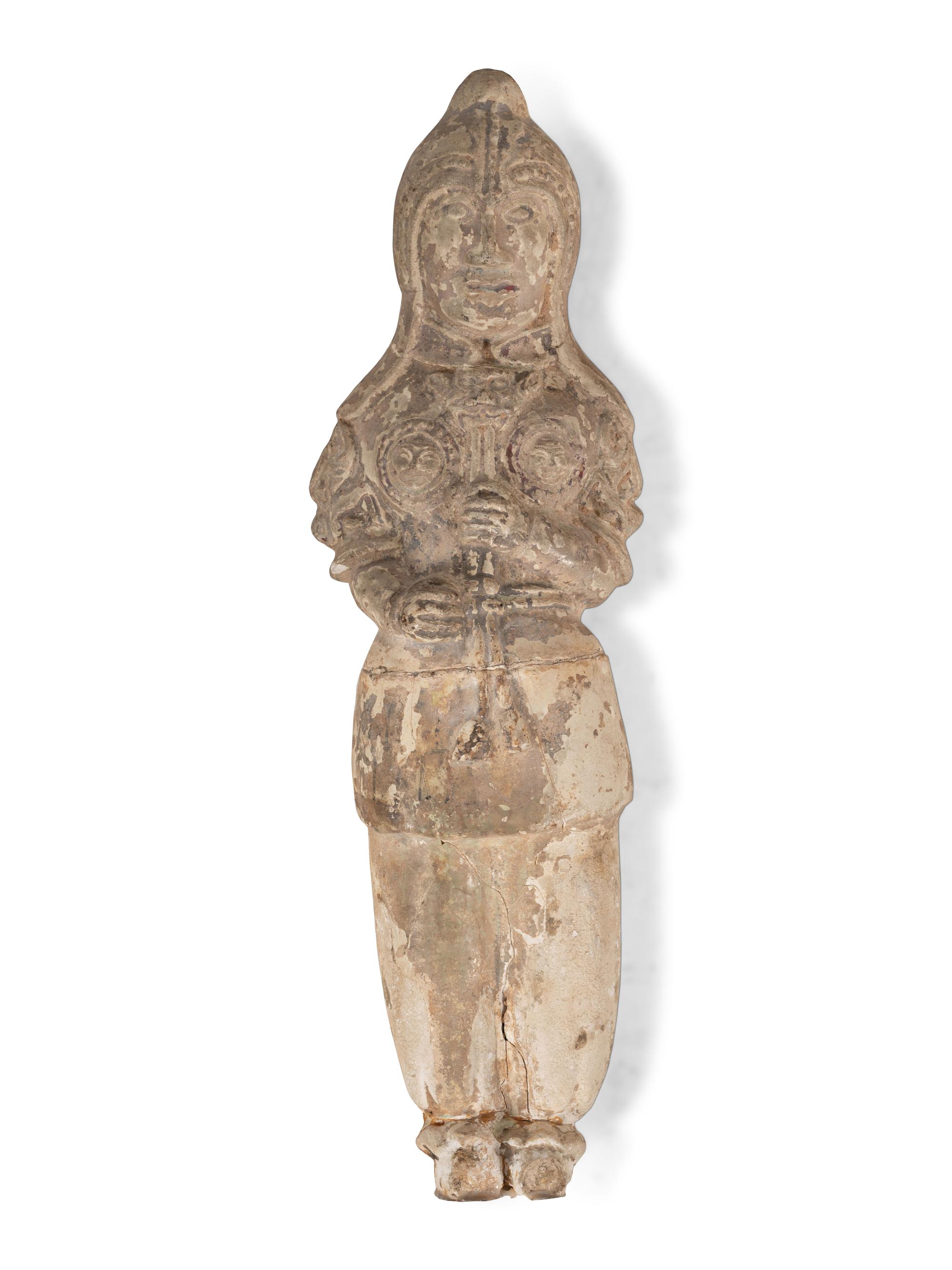 A Chinese Pottery Figure of a Warrior, Possibly Tang 或爲唐 陶將軍俑