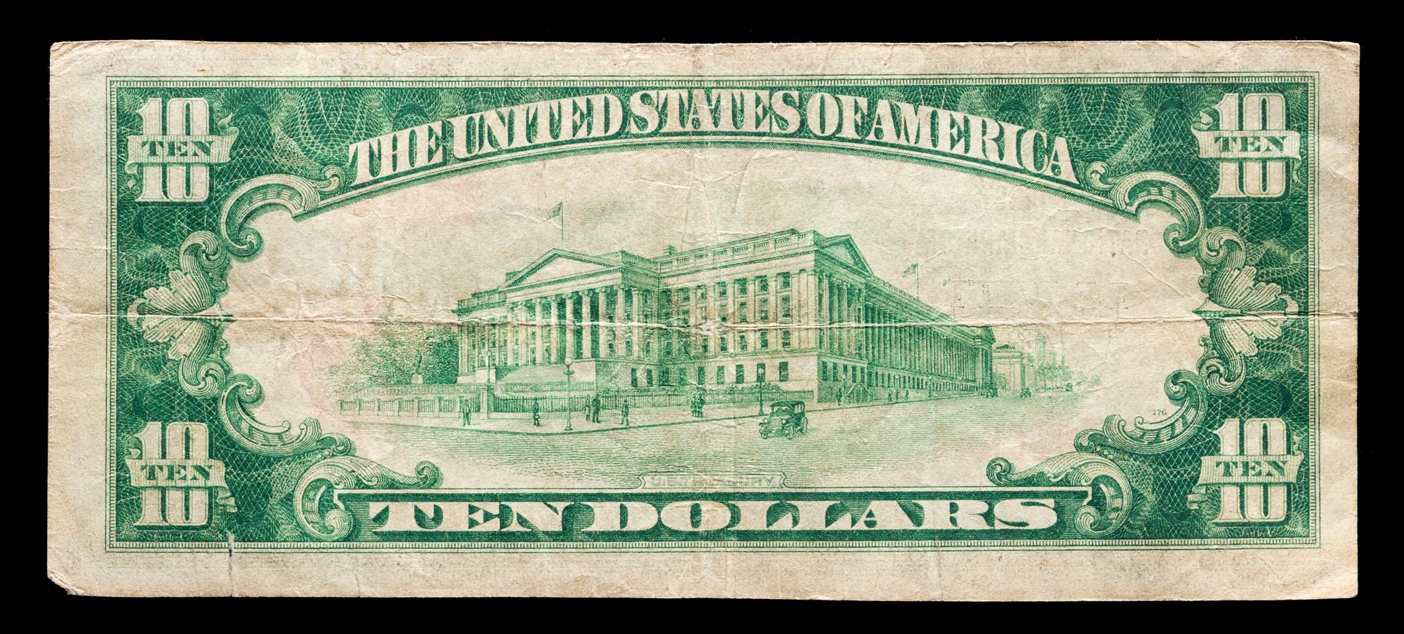 A United States Series 1929 National Currency: Type I $10 Note — #3182